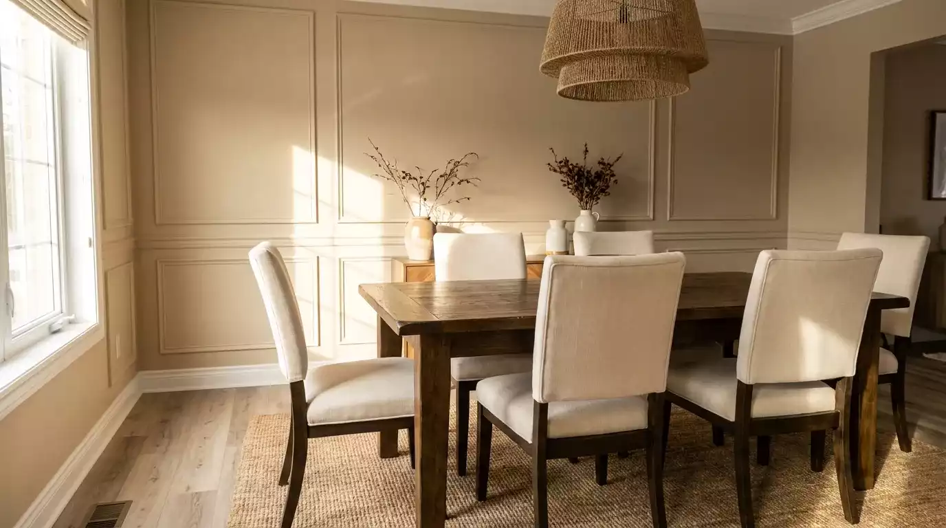 Boiserie instalada em parede de ambiente residencial