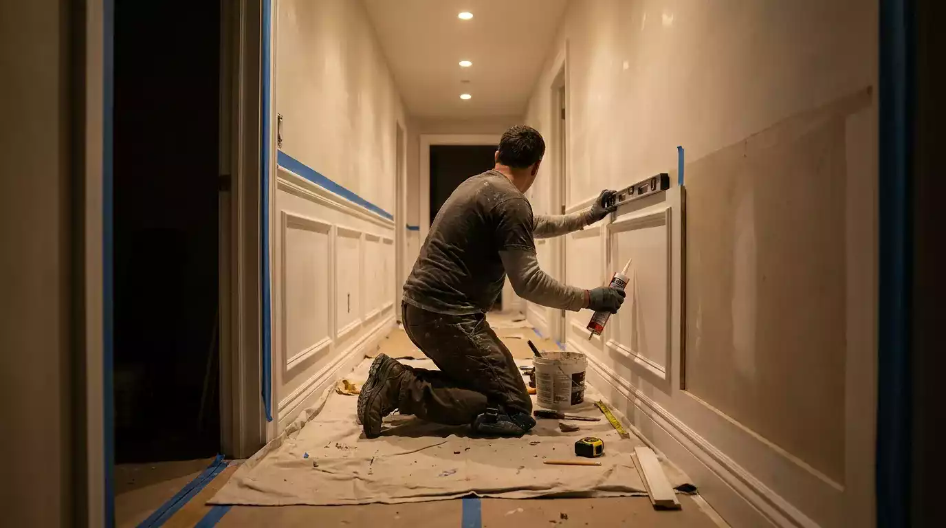 Acabamento de boiserie em ambientes com piso vinílico