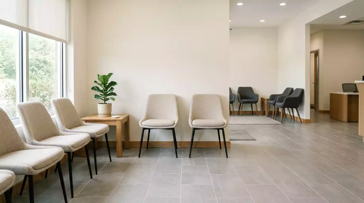 Ambiente com boiserie, piso e rodapés instalados