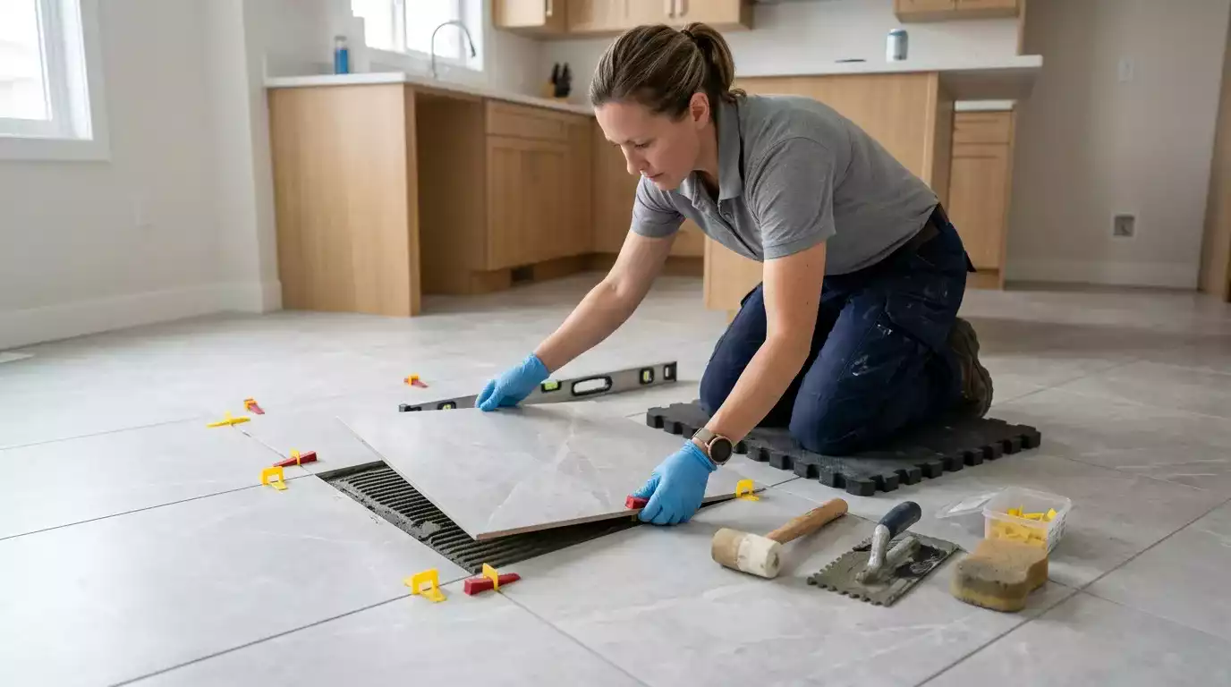 Contrapiso nivelado para aplicação de revestimento vinílico